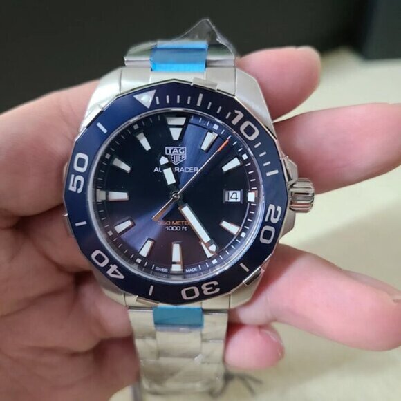 100% Authentic TAG Heuer Aquaracer Blue Dial 41mm Men's Watch WAY111C.BA0928 - Picture 2 of 10